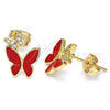 Gold Filled Ring — Stud Earring Butterfly Design with White Micro Pave — main product view — SKU 139830 | Oro Laminado anillo — Stud Earring Butterfly diseño with blanco Micro Pave — SKU 139830
