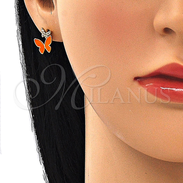 Gold Filled Ring — Stud Earring Butterfly Design with White Micro Pave — alternate product view — SKU 139831 | Oro Laminado anillo — Stud Earring Butterfly diseño with blanco Micro Pave — SKU 139831