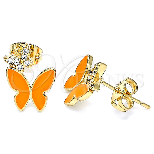 Gold Filled Ring — Stud Earring Butterfly Design with White Micro Pave — main product view — SKU 139831 | Oro Laminado anillo — Stud Earring Butterfly diseño with blanco Micro Pave — SKU 139831