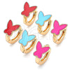 Oro Laminado Huggie Hoop, Gold Filled Style Butterfly Design, Blue Enamel Finish, Golden Finish, 02.213.0181.12