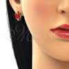 Oro Laminado Huggie Hoop, Gold Filled Style Butterfly Design, Red Enamel Finish, Golden Finish, 02.213.0181.1.12