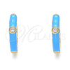 Oro Laminado Huggie Hoop, Gold Filled Style with White Cubic Zirconia, Turquoise Enamel Finish, Golden Finish, 02.213.0182.3.15