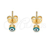 Gold Filled Ring — Stud Earring Evil Eye Design Green Enamel 02. — alternate product view — SKU 139848 | Oro Laminado anillo — Stud Earring Evil Eye diseño Green Enamel 02. — SKU 139848