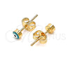 Oro Laminado Stud Earring, Gold Filled Style Evil Eye Design, Green Enamel Finish, Golden Finish, 02.213.0186 *PROMO*