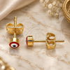 Oro Laminado Stud Earring, Gold Filled Style Evil Eye Design, Red Enamel Finish, Golden Finish, 02.213.0186.1 *PROMO*