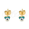 Gold Filled Ring — Stud Earring Evil Eye and Heart Design Green — alternate product view — SKU 139851 | Oro Laminado anillo — Stud Earring Evil Eye and corazón diseño Green — SKU 139851