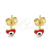Gold Filled Ring — Stud Earring Evil Eye and Heart Design Red — alternate product view — SKU 139852 | Oro Laminado anillo — Stud Earring Evil Eye and corazón diseño Red — SKU 139852