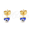 Gold Filled Ring — Stud Earring Evil Eye and Heart Design Blue — alternate product view — SKU 139853 | Oro Laminado anillo — Stud Earring Evil Eye and corazón diseño Blue — SKU 139853