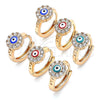 Oro Laminado Huggie Hoop, Gold Filled Style Evil Eye and Flower Design, with White Cubic Zirconia, Blue Enamel Finish, Golden Finish, 02.213.0190.1.15
