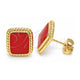 Oro Laminado Stud Earring, Gold Filled Style Red Enamel Finish, Golden Finish, 02.213.0193.2