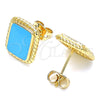 Oro Laminado Stud Earring, Gold Filled Style Turquoise Enamel Finish, Golden Finish, 02.213.0193.3
