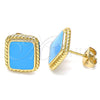 Oro Laminado Stud Earring, Gold Filled Style Turquoise Enamel Finish, Golden Finish, 02.213.0193.3