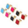 Oro Laminado Stud Earring, Gold Filled Style Turquoise Enamel Finish, Golden Finish, 02.213.0193.3