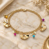 Oro Laminado Charm Anklet , Gold Filled Style Bow and Rattle Charm Design, Polished, Golden Finish, 03.331.0057.10 (05 MM Thickness, 10 Inches Length)