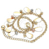 Oro Laminado Charm Anklet , Gold Filled Style Ball and Teardrop Design, Matte Finish, Tricolor, 03.331.0059.10 (03 MM Thickness, 10 Inches Length)