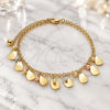 Oro Laminado Charm Anklet , Gold Filled Style Ball and Teardrop Design, Matte Finish, Tricolor, 03.331.0059.10 (03 MM Thickness, 10 Inches Length)