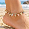 Oro Laminado Charm Anklet , Gold Filled Style Strawberry and Grape Design, with White Crystal, Polished, Tricolor, 03.331.0063.10 (05 MM Thickness, 10 Inches Length)