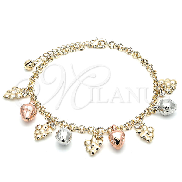 Gold Filled Anklet — Charm Anklet Strawberry and Grape Design with White — main product view — SKU 139899 | Oro Laminado tobillera — Charm Anklet Strawberry and Grape diseño with blanco — SKU 139899
