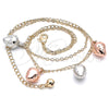 Oro Laminado Charm Anklet , Gold Filled Style Strawberry Design, Polished, Tricolor, 03.331.0066.10 (02 MM Thickness, 10 Inches Length)