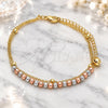 Oro Laminado Charm Anklet , Gold Filled Style Ball Design, Matte Finish, Tricolor, 03.331.0067.10 (02 MM Thickness, 10 Inches Length)
