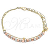 Oro Laminado Charm Anklet , Gold Filled Style Ball Design, Matte Finish, Tricolor, 03.331.0067.10 (02 MM Thickness, 10 Inches Length)