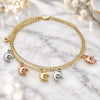 Oro Laminado Charm Anklet , Gold Filled Style Dolphin Design, Polished, Tricolor, 03.331.0068.10 (02 MM Thickness, 10 Inches Length)