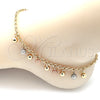 Oro Laminado Charm Anklet , Gold Filled Style Ball Design, Matte Finish, Tricolor, 03.331.0069.10 (04 MM Thickness, 10 Inches Length)