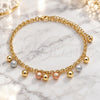 Oro Laminado Charm Anklet , Gold Filled Style Ball Design, Matte Finish, Tricolor, 03.331.0069.10 (04 MM Thickness, 10 Inches Length)