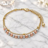 Oro Laminado Charm Anklet , Gold Filled Style Ball Design, Polished, Tricolor, 03.331.0070.10 (02 MM Thickness, 10 Inches Length)
