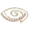 Oro Laminado Fancy Anklet, Gold Filled Style Ball Design, Matte Finish, Tricolor, 03.331.0071.10 (02 MM Thickness, 10 Inches Length)