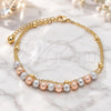 Oro Laminado Fancy Anklet, Gold Filled Style Ball Design, Matte Finish, Tricolor, 03.331.0071.10 (02 MM Thickness, 10 Inches Length)