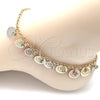 Oro Laminado Charm Anklet , Gold Filled Style Filigree Design, with White Crystal, Polished, Tricolor, 03.331.0075.10 (03 MM Thickness, 10 Inches Length)