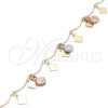Oro Laminado Charm Anklet , Gold Filled Style Sun Design, Polished, Tricolor, 03.331.0076.10 (01 MM Thickness, 10 Inches Length)