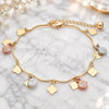 Oro Laminado Charm Anklet , Gold Filled Style Sun Design, Polished, Tricolor, 03.331.0076.10 (01 MM Thickness, 10 Inches Length)