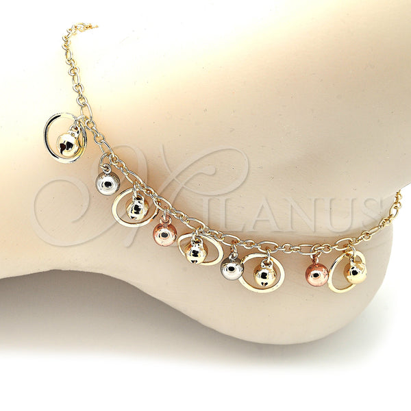 Gold Filled Anklet — Charm Anklet Rattle Charm and Ball Design Polished — alternate product view — SKU 139918 | Oro Laminado tobillera — Charm Anklet Rattle Charm and Ball diseño pulido — SKU 139918