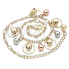 Oro Laminado Charm Anklet , Gold Filled Style Rattle Charm and Ball Design, Polished, Tricolor, 03.331.0082.10 (03 MM Thickness, 10 Inches Length)