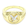 Oro Laminado Mens Ring, Gold Filled Style Eagle Design, Polished, Two Tone, 01.351.0013.12 (One size fits all)