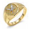 Oro Laminado Mens Ring, Gold Filled Style Eagle Design, Polished, Two Tone, 01.351.0013.12 (One size fits all)