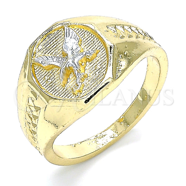 Oro Laminado Mens Ring, Gold Filled Style Eagle Design, Polished, Two Tone, 01.351.0013.12 (One size fits all)