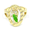 Oro Laminado Elegant Ring, Gold Filled Style San Judas Design, Polished, Tricolor, 01.351.0014.07 (Size 7)