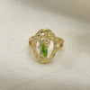Oro Laminado Elegant Ring, Gold Filled Style San Judas Design, Polished, Tricolor, 01.351.0014.07 (Size 7)