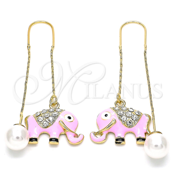 Gold Filled Ring — Threader Earring Elephant Design with White Crystal Pink — main product view — SKU 139932 | Oro Laminado anillo — Threader Earring Elephant diseño with cristal blanco Pink — SKU 139932