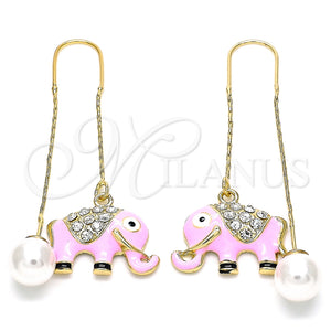 Gold Filled Ring — Threader Earring Elephant Design with White Crystal Pink — main product view — SKU 139932 | Oro Laminado anillo — Threader Earring Elephant diseño with cristal blanco Pink — SKU 139932