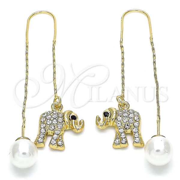 Gold Filled Ring — Threader Earring Elephant Design with White and Black — main product view — SKU 139940 | Oro Laminado anillo — Threader Earring Elephant diseño with blanco and negro — SKU 139940