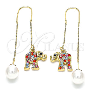 Gold Filled Ring — Threader Earring Elephant Design with Multicolor Crystal Polished — main product view — SKU 139941 | Oro Laminado anillo — Threader Earring Elephant diseño with Multicolor cristal pulido — SKU 139941