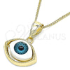 Oro Laminado Pendant Necklace, Gold Filled Style Evil Eye Design, Polished, Golden Finish, 04.351.0027.20 (02 MM Thickness, 20 Inches Length)