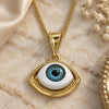 Oro Laminado Pendant Necklace, Gold Filled Style Evil Eye Design, Polished, Golden Finish, 04.351.0027.20 (02 MM Thickness, 20 Inches Length)