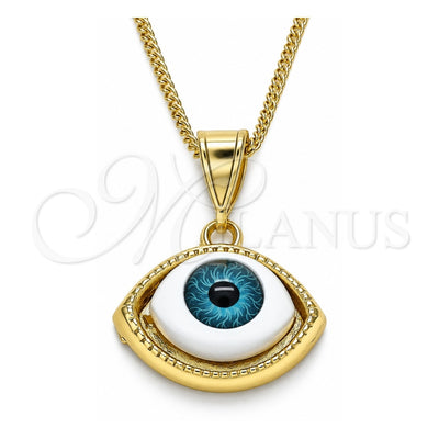 Oro Laminado Pendant Necklace, Gold Filled Style Evil Eye Design, Polished, Golden Finish, 04.351.0027.20 (02 MM Thickness, 20 Inches Length)