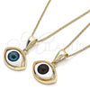 Oro Laminado Pendant Necklace, Gold Filled Style Evil Eye Design, Polished, Golden Finish, 04.351.0027.20 (02 MM Thickness, 20 Inches Length)