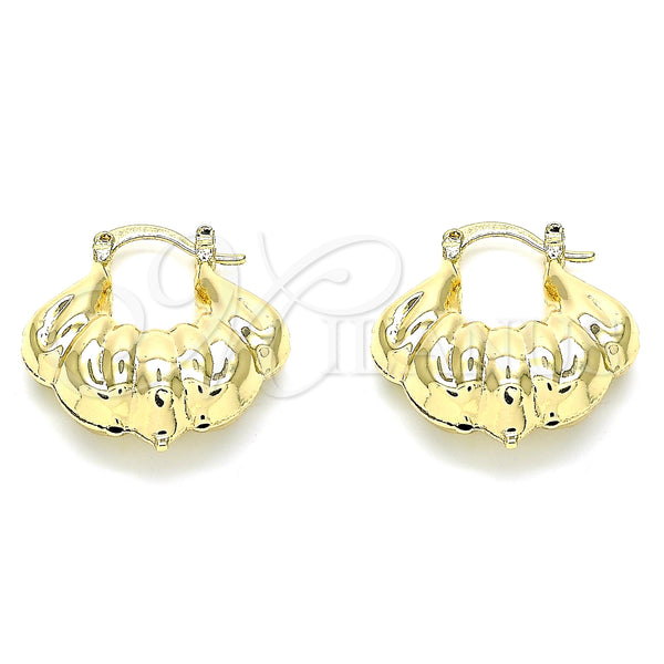 Oro Laminado Small Hoop, Gold Filled Style Hollow Design, Polished, Golden Finish, 02.163.0129.25